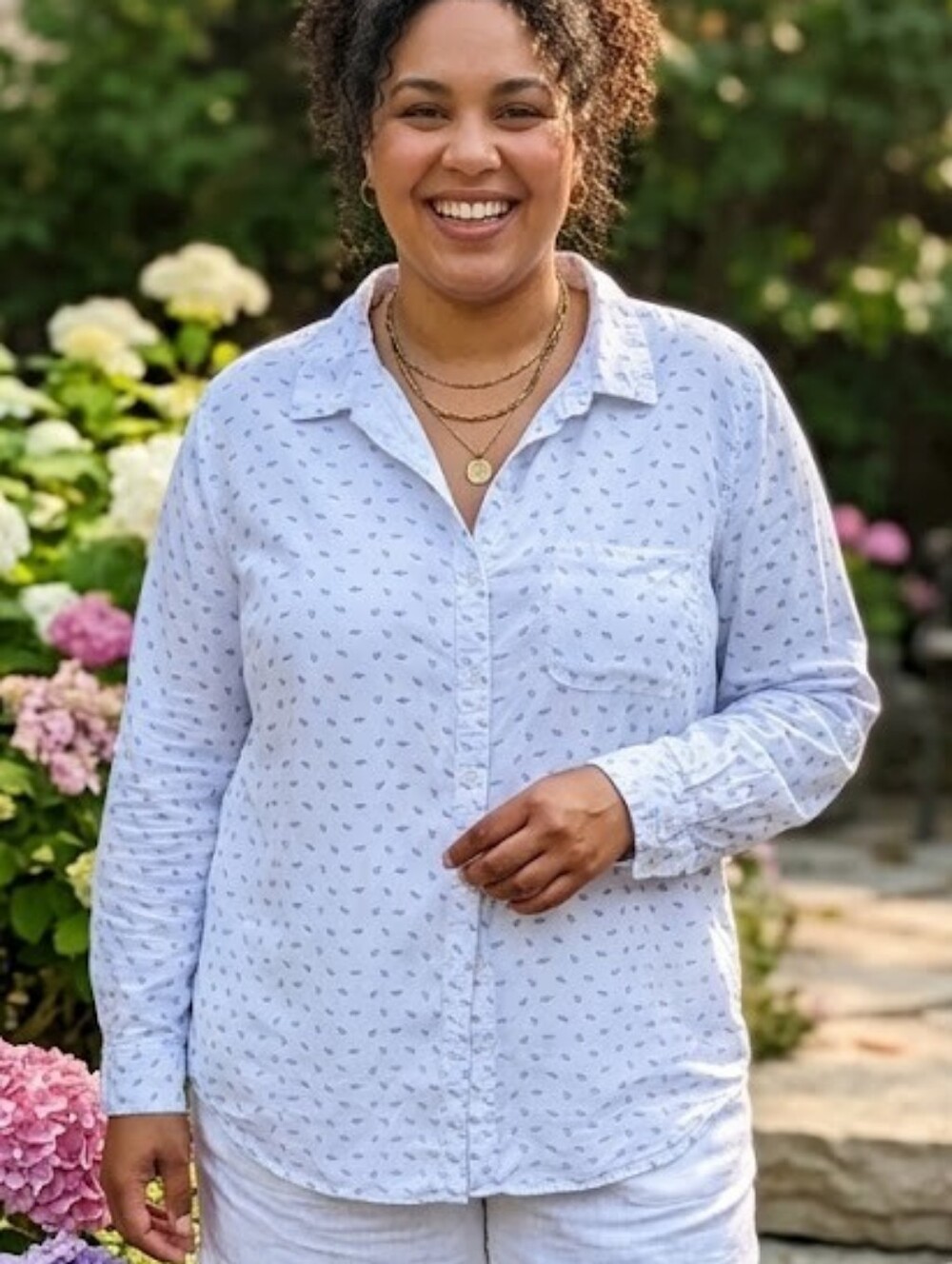 Velvet Heart White Leaf Print Button Up Plus 3x Layering Rayon Lightweight